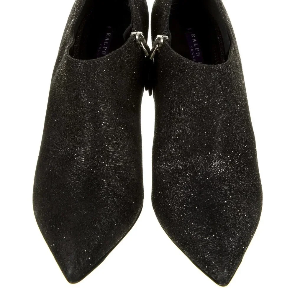 Ralph Lauren Collection Tahira Black Glitter Ankle Boots 9.5 - Picture 3 of 9
